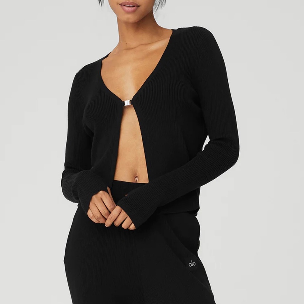 Alo Yoga Knit Salana Cardigan Black XS